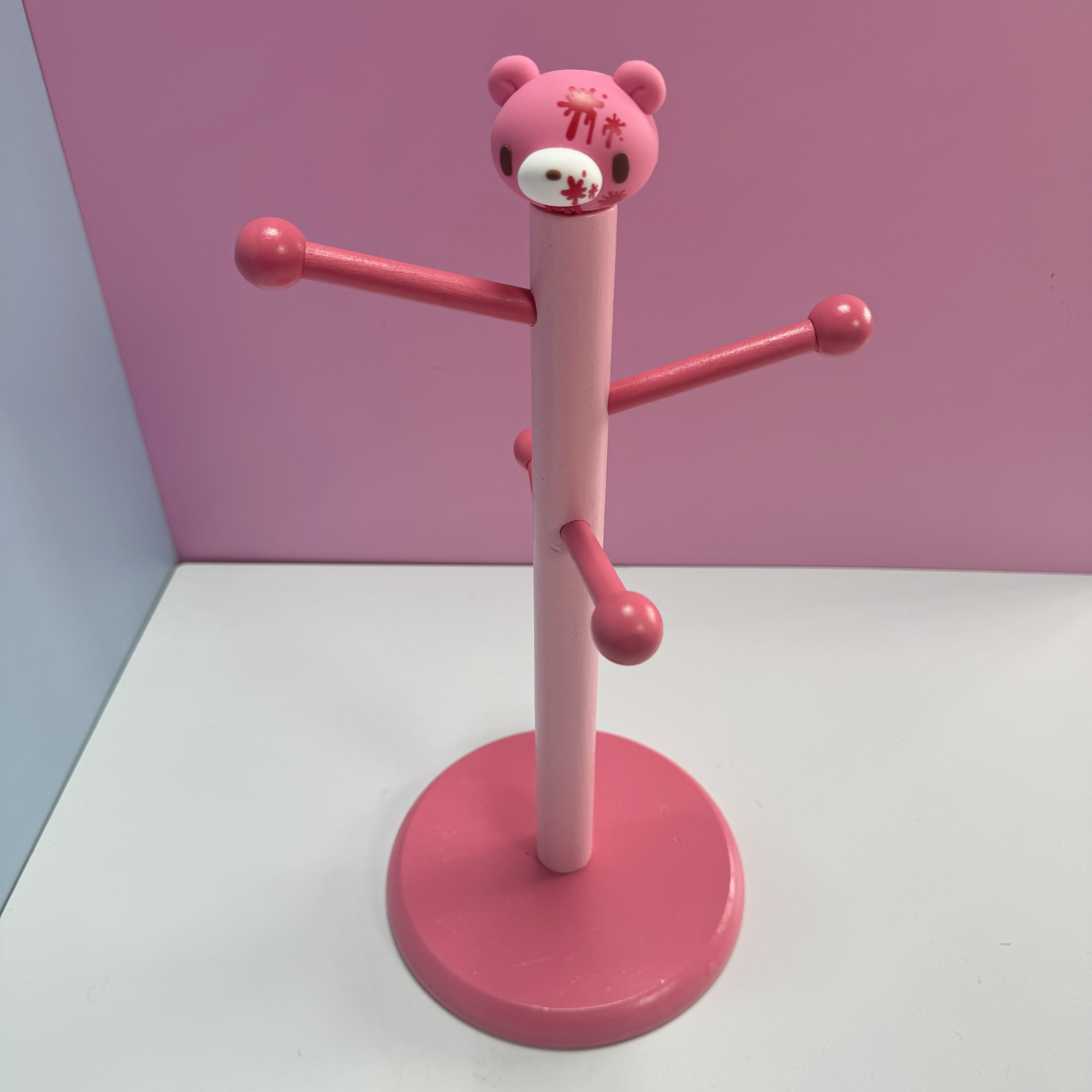 Desk Setup Cute - Cute Pink Bear Wooden Jewelry Stand