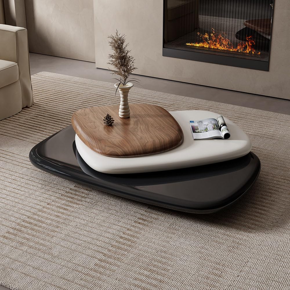 Desk Setup Modern - Modern Rotatable Wood Coffee Table for