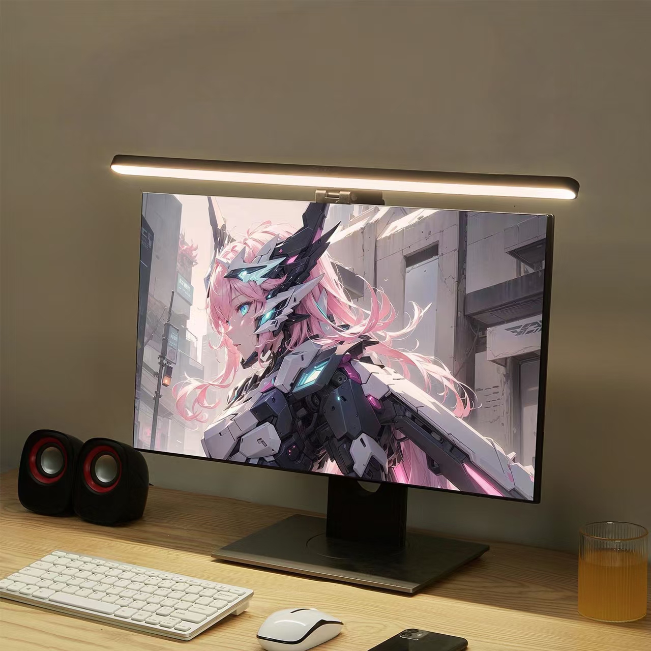 Desk Setup Modern - LED Monitor Light Hanging Desk Lamp