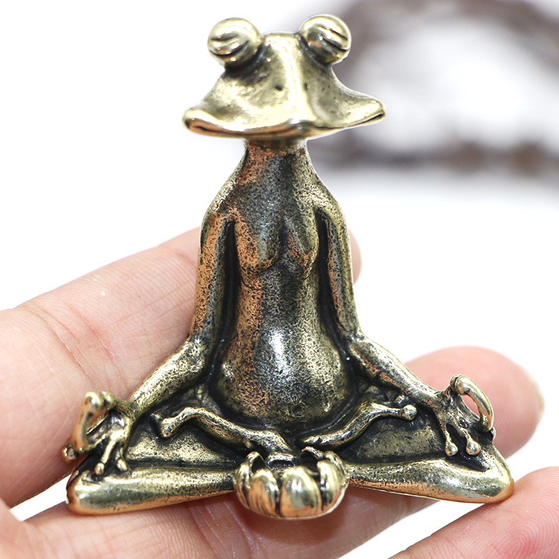 Desk Setup Retro - 1PC Retro Brass Meditate Zen Frog