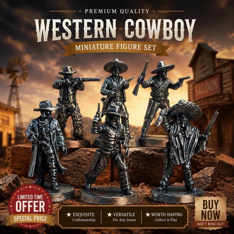 Desk Setup Retro - Wild West Cowboy White Copper Miniatures