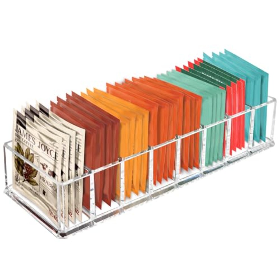 Drawer Organizer Bamboo - Tea Bag Organizer, Clear Acrylic Tea