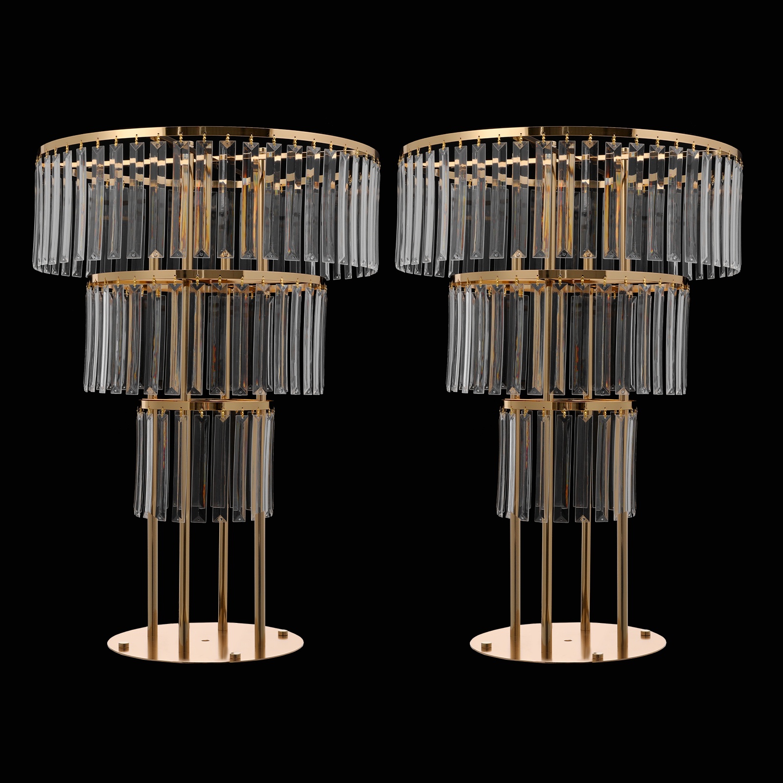 Desk Setup Modern - Gold 3-Tier Flower Centerpiece 2-Piece Acrylic