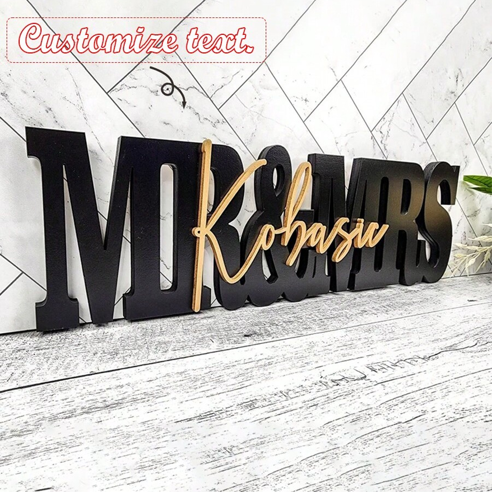 Desk Setup Modern - Custom Wedding Gift Logo with Names,