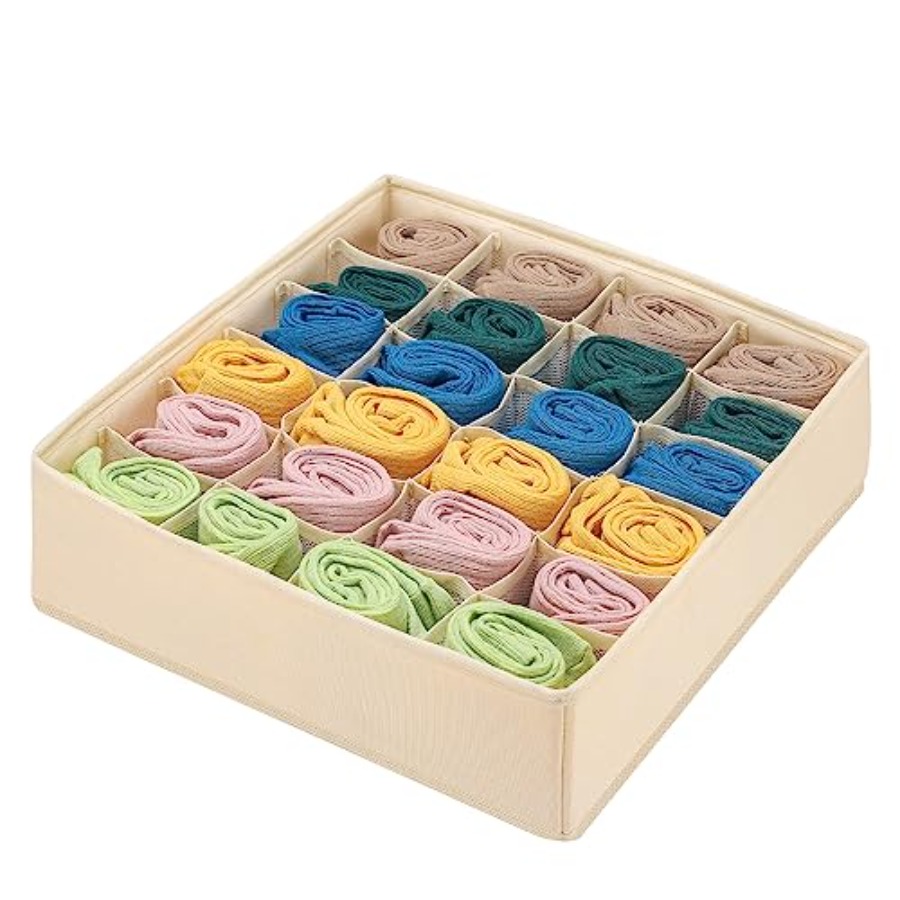 Drawer Organizer Bamboo - Foldable Storage Cubes Drawer Underwear Organizer