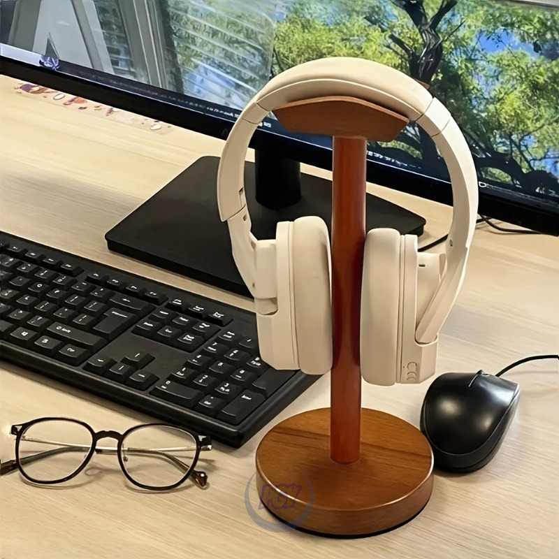 Desk Setup Living Room - PGY Wooden Headphone Stand Ergonomic Desk