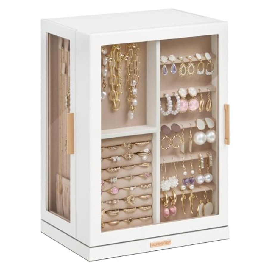 360° Rotating Jewelry Box with – обзор и цена Drawer Organizer Bamboo