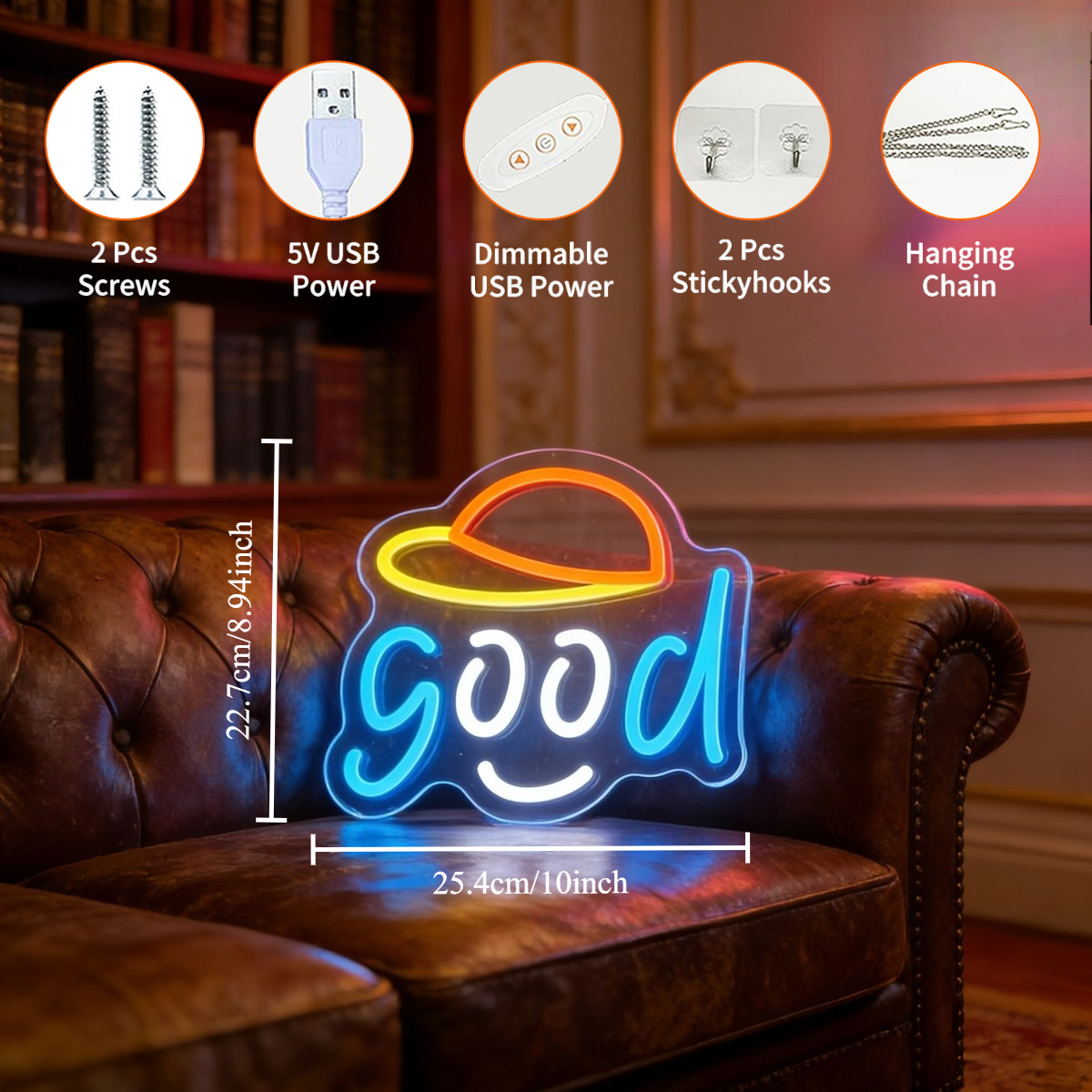 Good Vibes Neon Sign LED USB R – обзор и цена Desk Setup Living Room