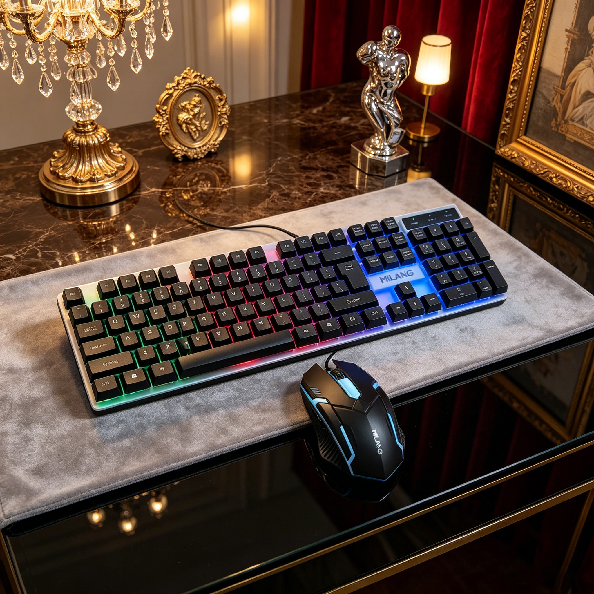 Wired RGB Backlit Keyboard Mou – обзор и цена Work Desk Home Setup