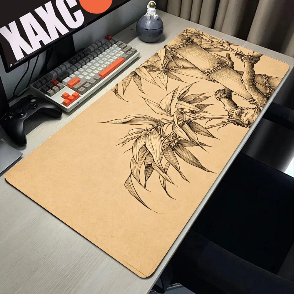 HYBXAXC Bamboo Line Art Mouse  – обзор и цена Desk Setup Beige