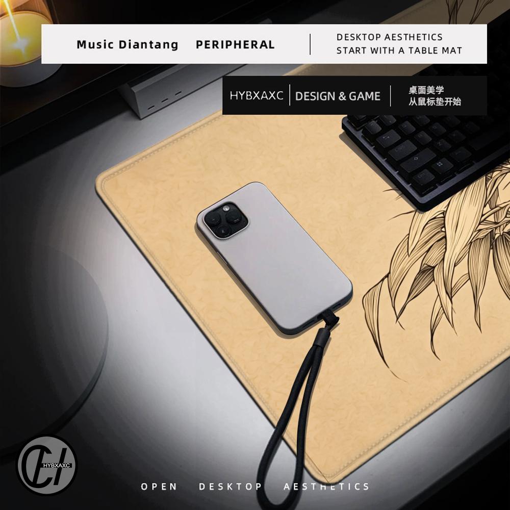 HYBXAXC Bamboo Line Art Mouse  – обзор и цена Desk Setup Beige