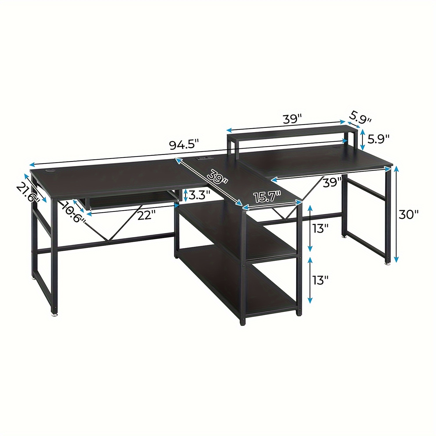 94.5-inch Dual-User Gaming Des – обзор и цена Desk Setup With Keyboard Tray