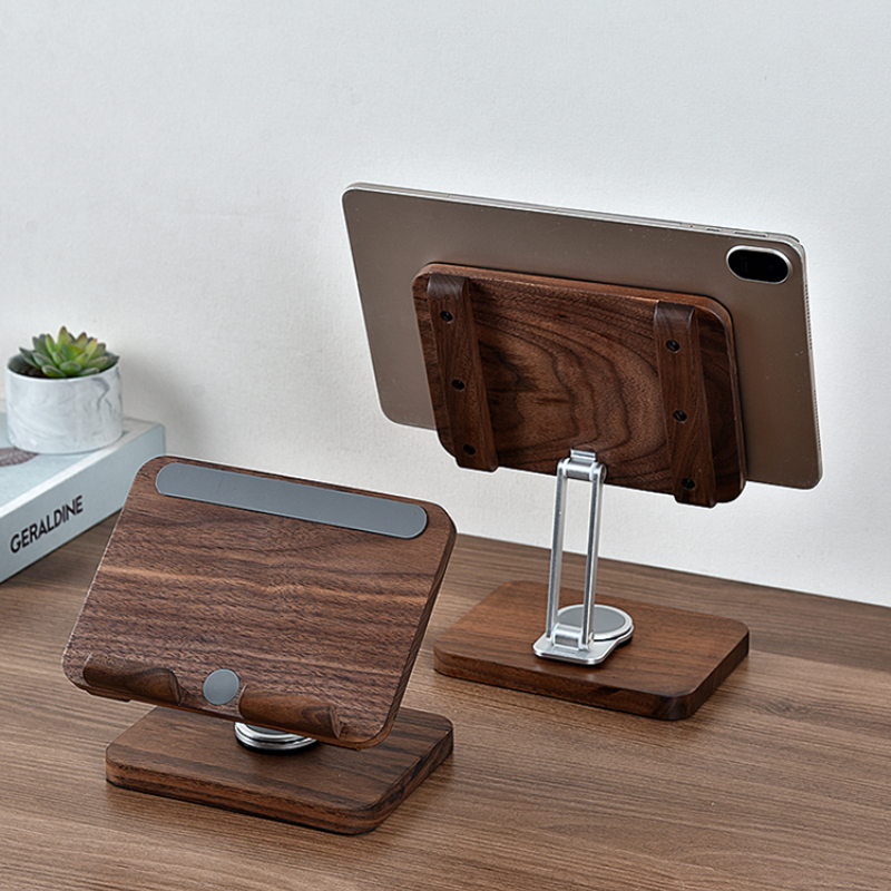 Black Walnut iPad Stand with 3 – обзор и цена Desk Setup Living Room