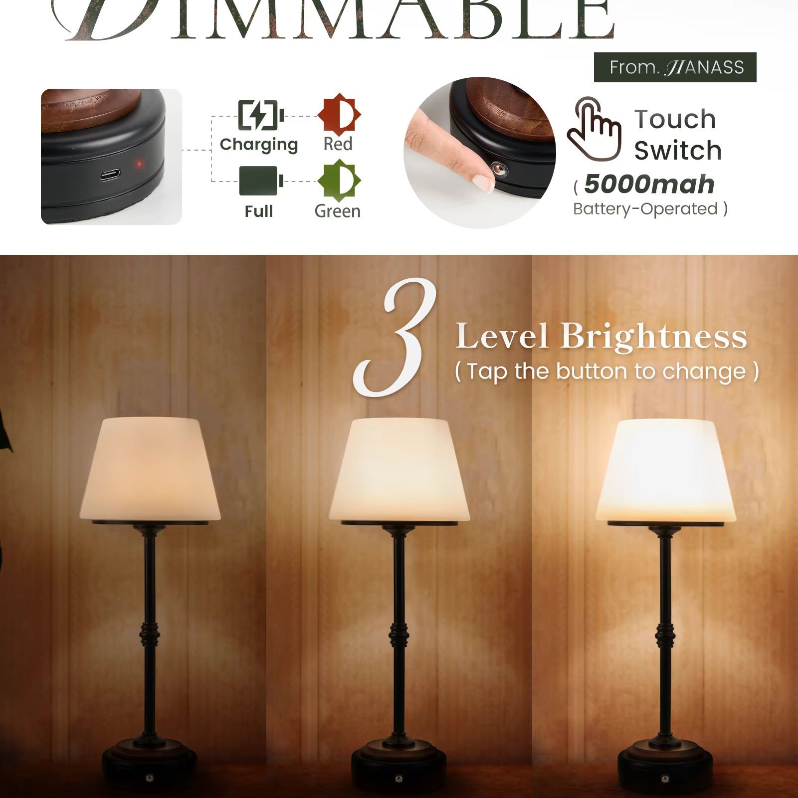 Cordless Table Lamps Set of  5 – обзор и цена Desk Setup Modern