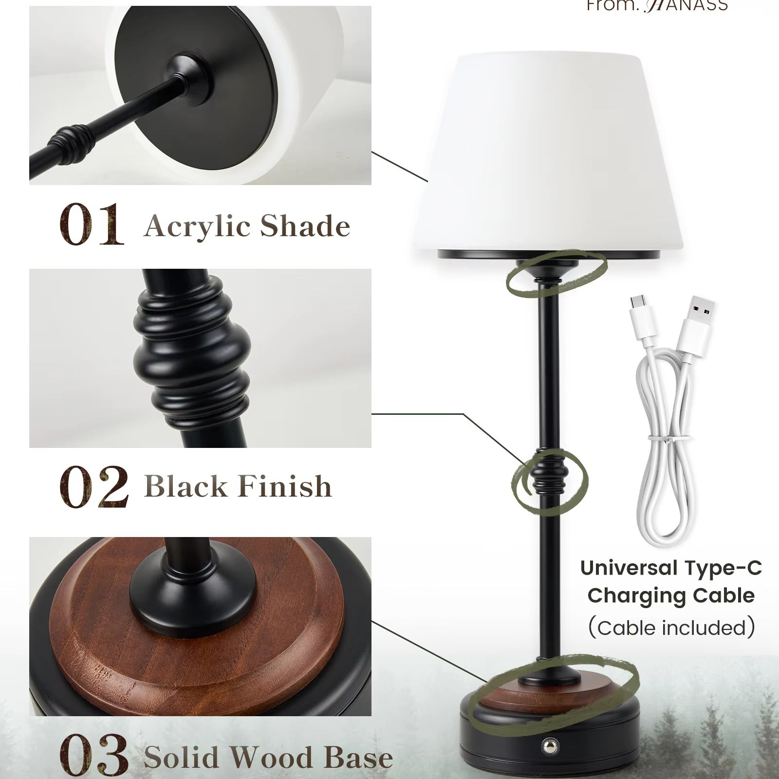 Cordless Table Lamps Set of  5 – обзор и цена Desk Setup Modern