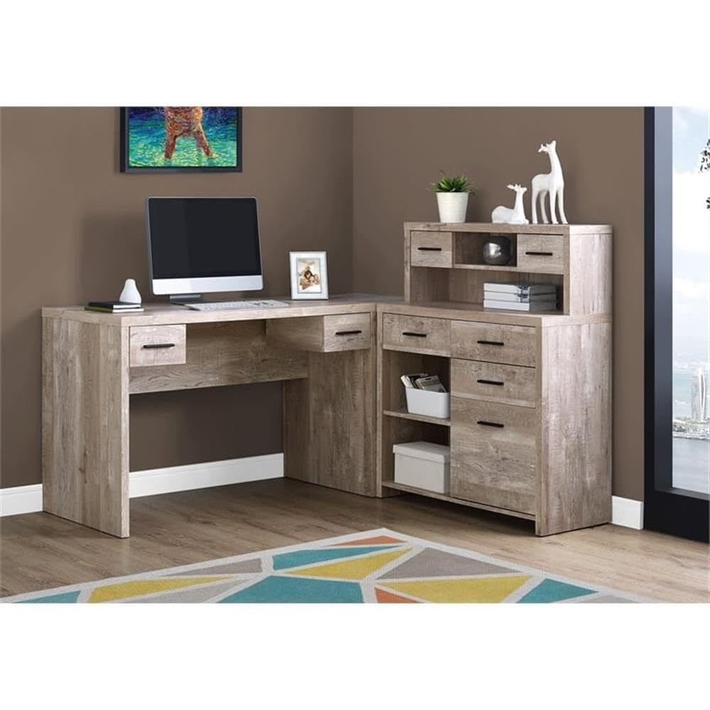 Contemporary Beige L-Shaped La – обзор и цена Desk Setup Beige