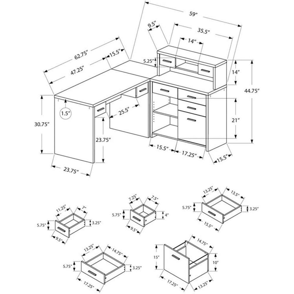 Contemporary Beige L-Shaped La – обзор и цена Desk Setup Beige