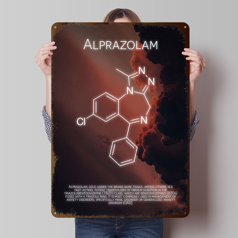 Alprazolam Molecule Tinplate P – обзор и цена Desk Setup Poster