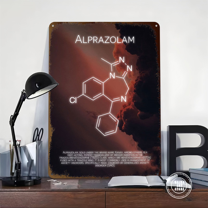 Alprazolam Molecule Tinplate P – обзор и цена Desk Setup Poster