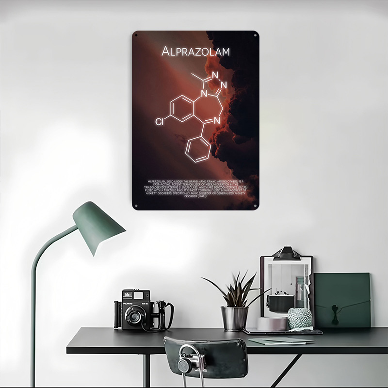 Alprazolam Molecule Tinplate P – обзор и цена Desk Setup Poster