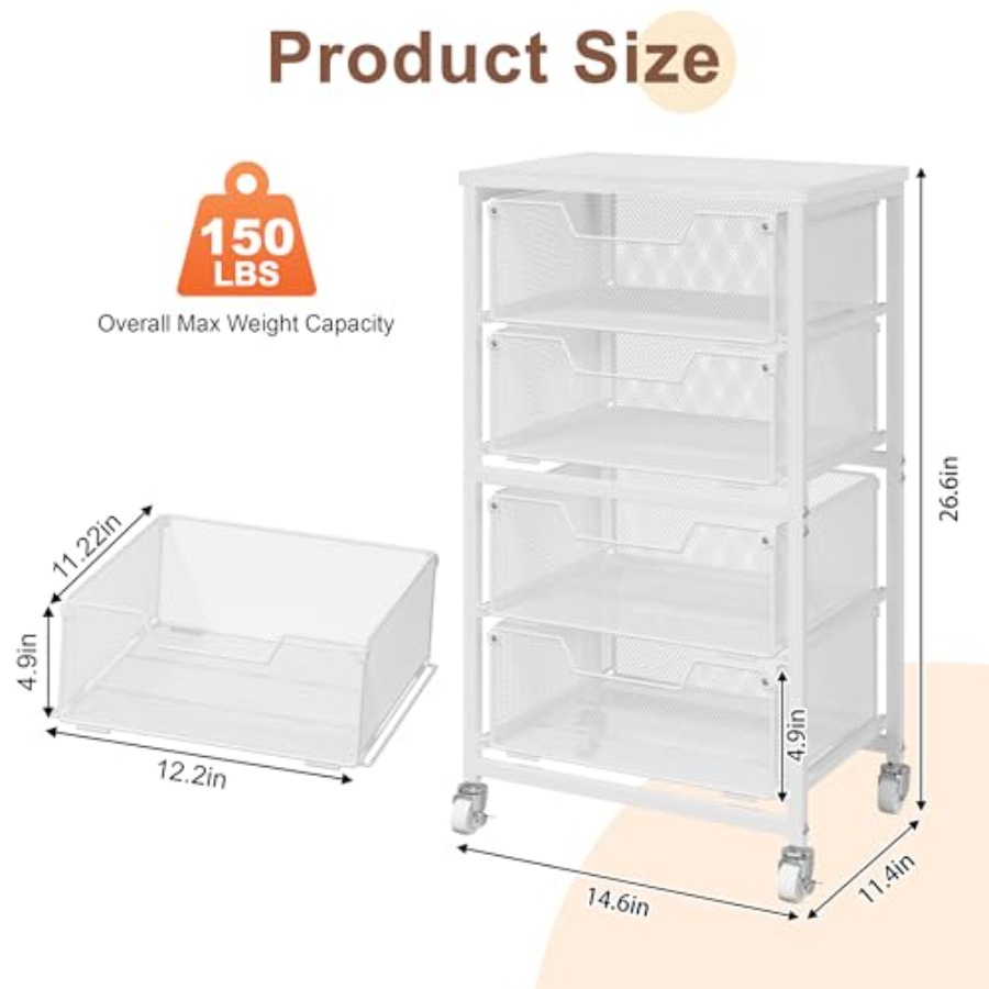 4-Drawer Rolling Storage Cart  – обзор и цена Drawer Organizer Bamboo