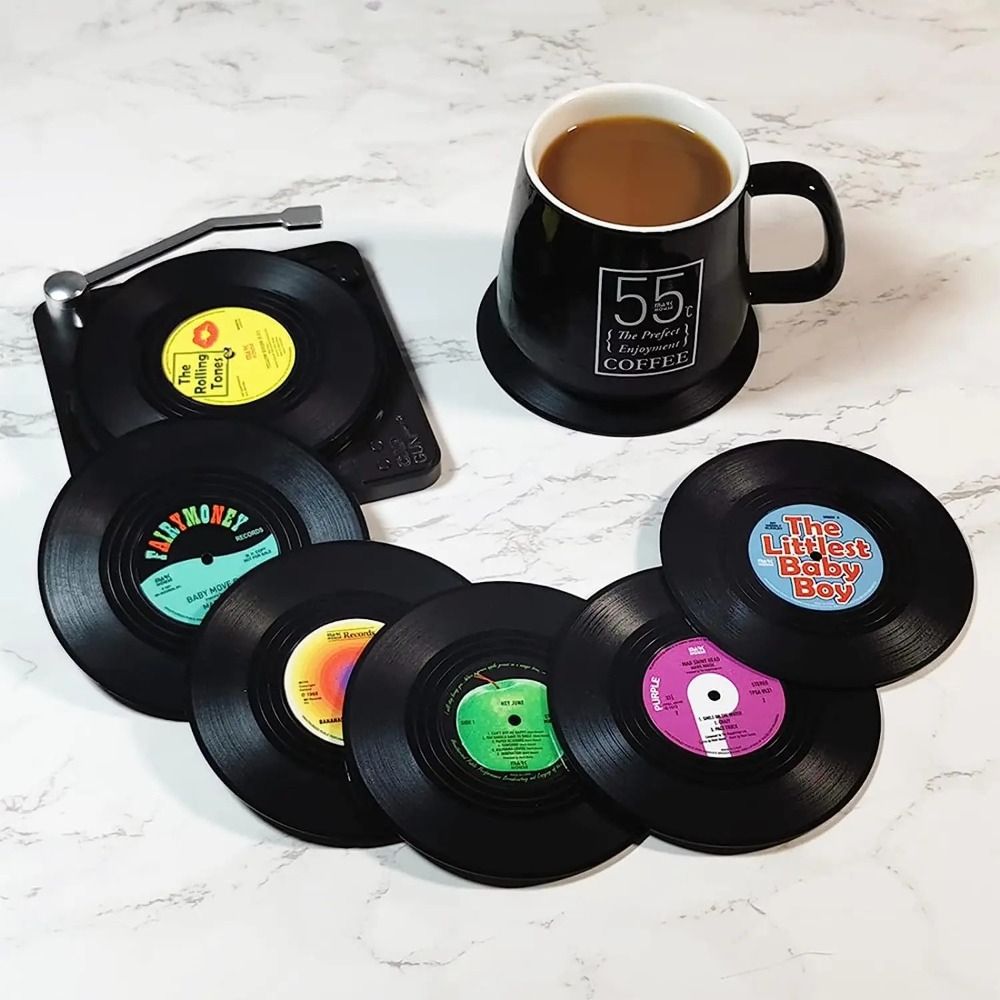 2/4/6PCS Retro Vinyl Record Cu – обзор и цена Desk Setup Retro