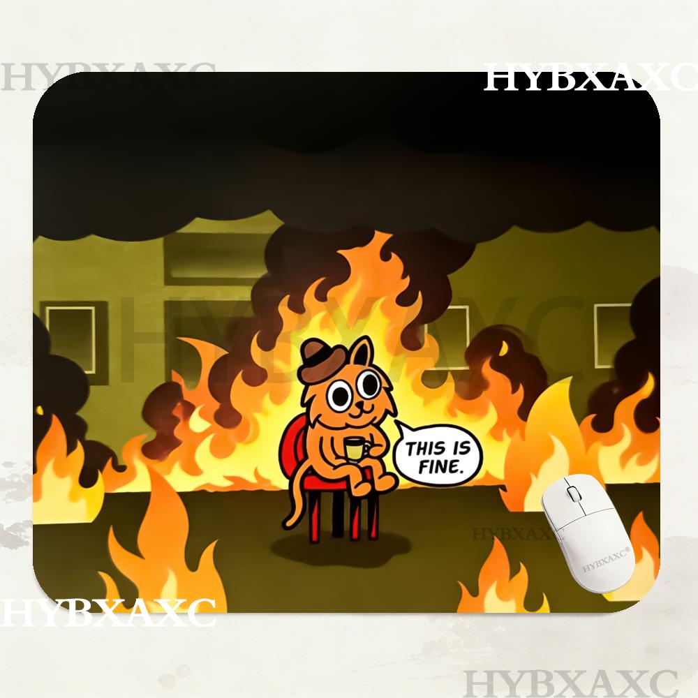 HYBXAXC This Is Fine Cat Meme  – обзор и цена Work Desk Home Setup