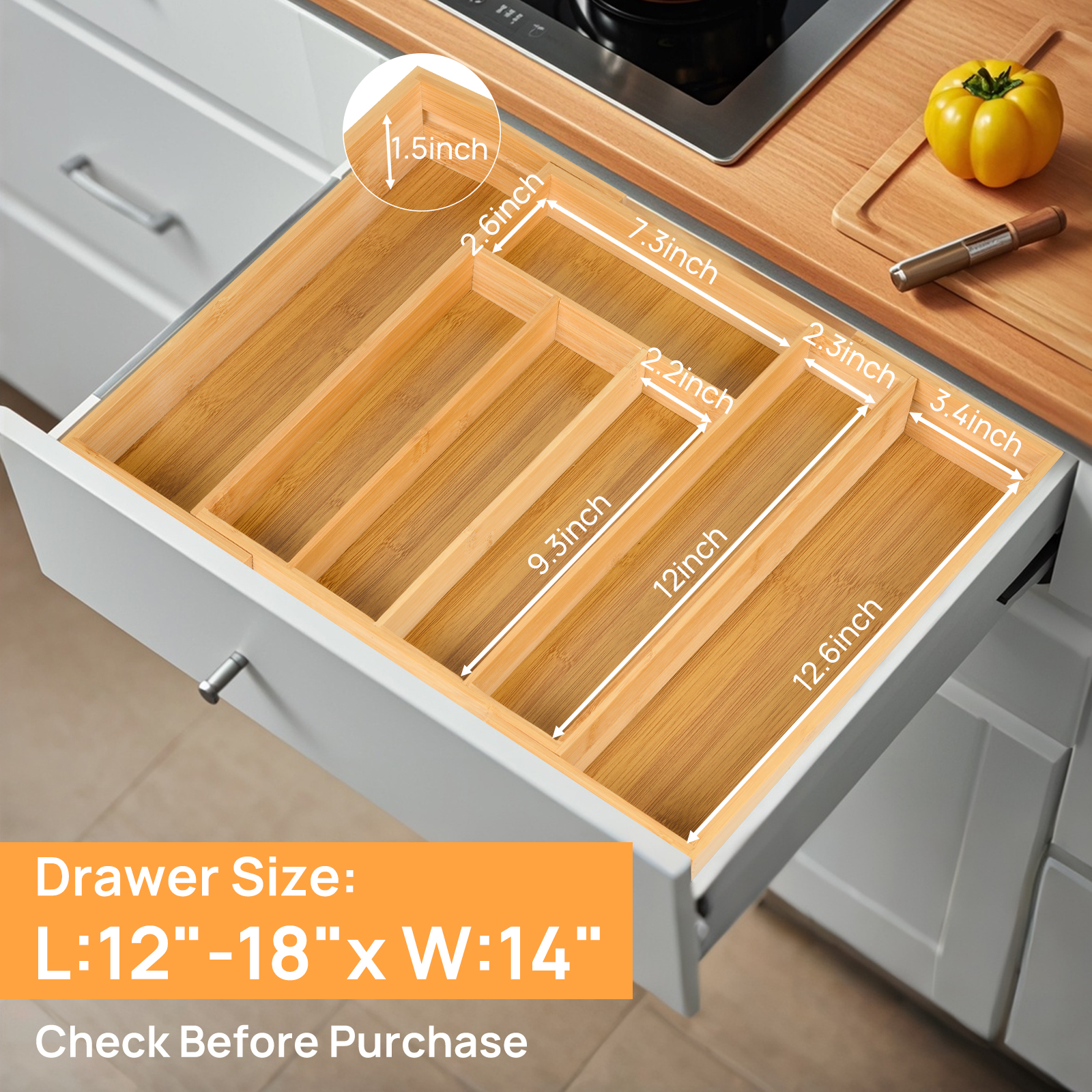 Bamboo Kitchen Drawer Organize – обзор и цена Drawer Organizer Bamboo