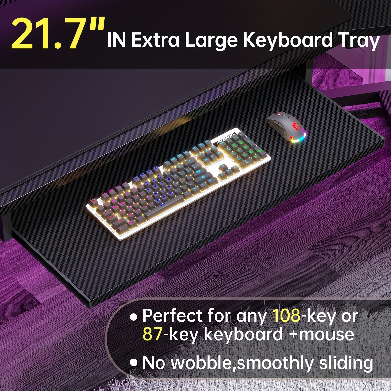 79-inch Modern Gaming Desk wit – обзор и цена Desk Setup With Keyboard Tray