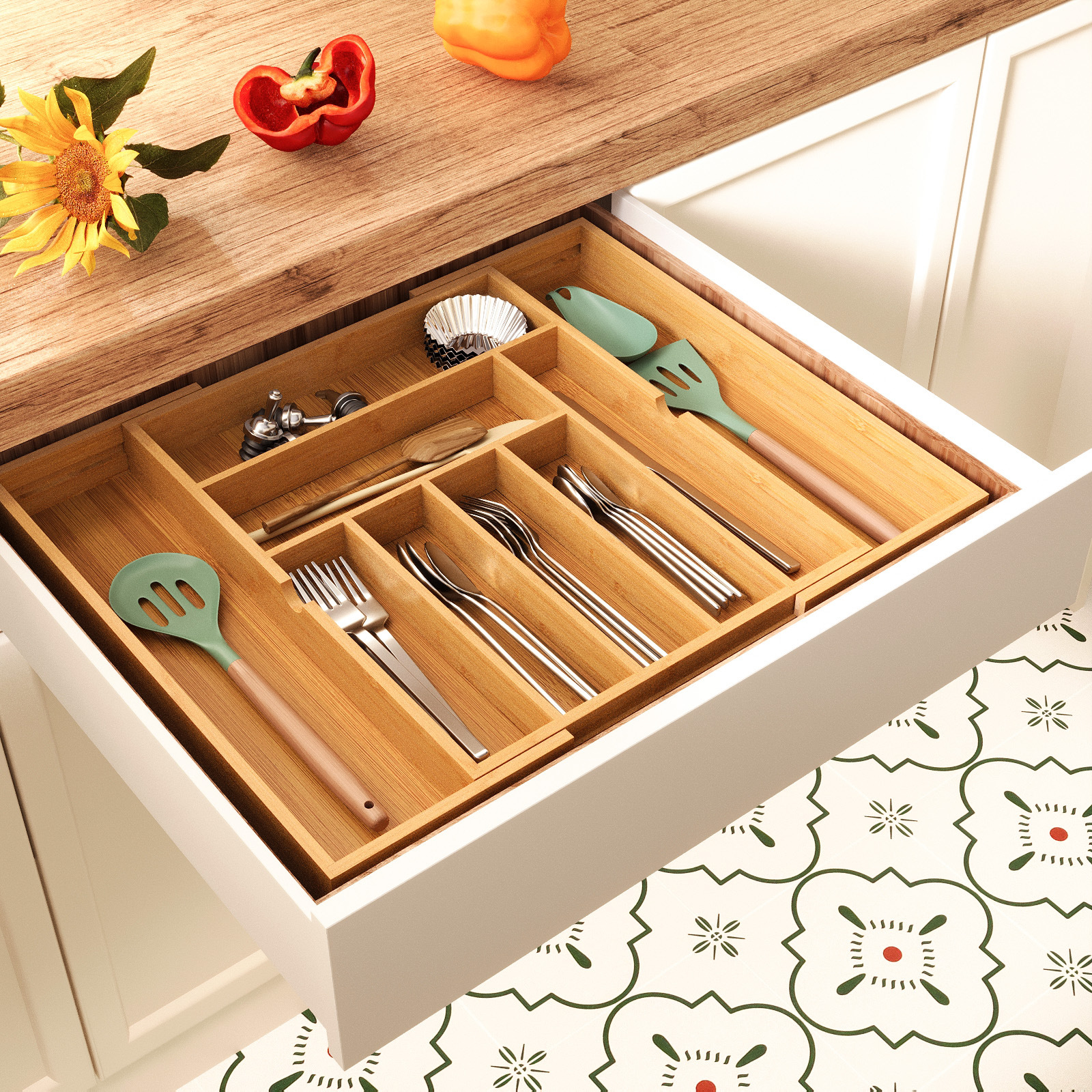 Multi-grid Kitchen Tableware P – обзор и цена Drawer Organizer Bamboo