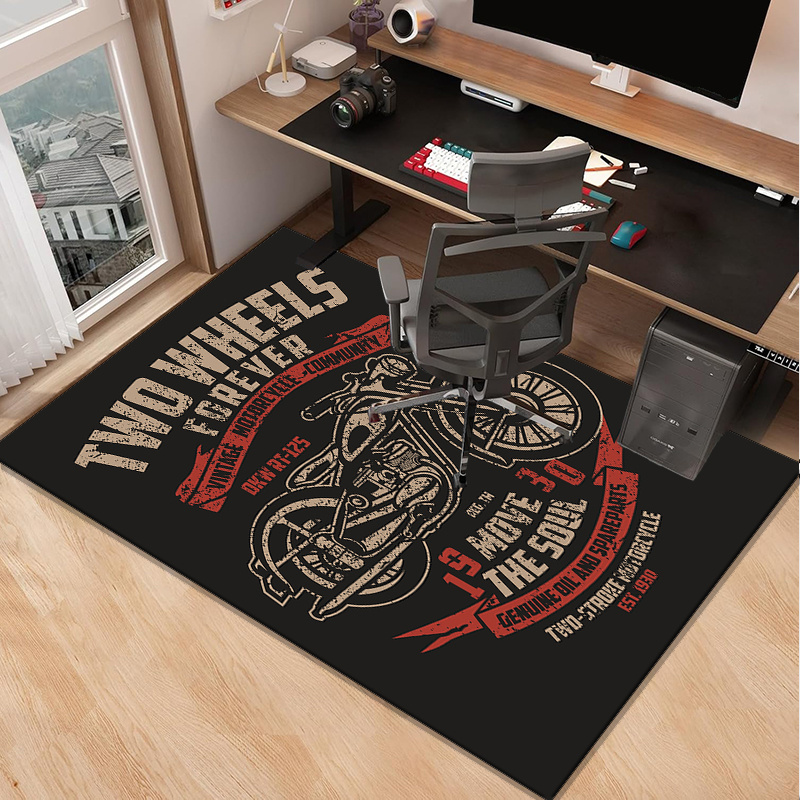 Motorcycle themed desk rug for – обзор и цена Desk Setup Living Room