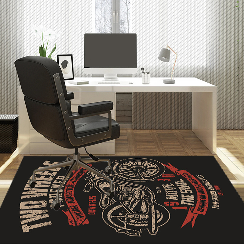Motorcycle themed desk rug for – обзор и цена Desk Setup Living Room